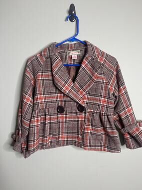 Flying Tomato Brown Plaid Wool Blend Girls Jacket M
